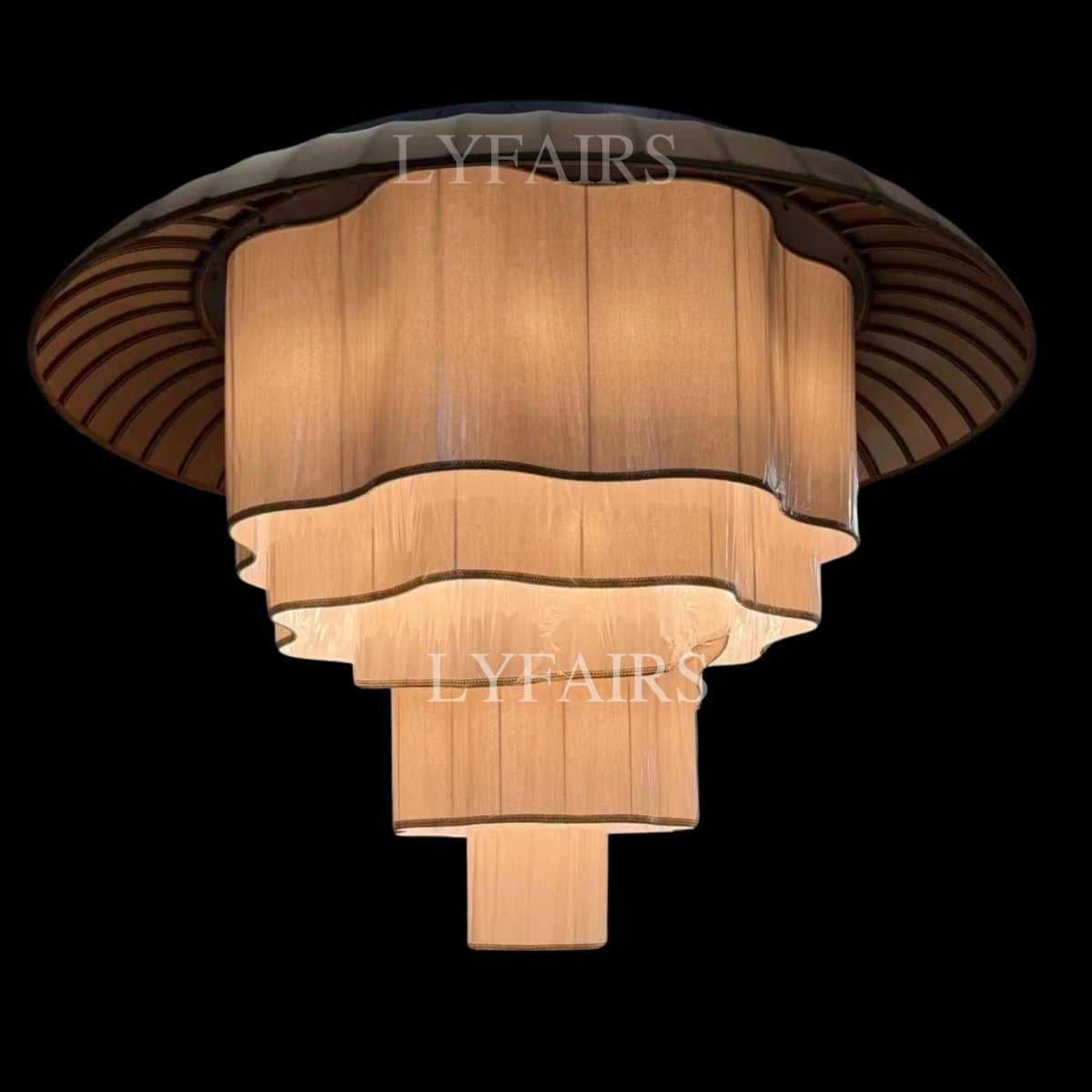 Modern Tiered Wave-edge Fabric Chandelier for Hotel/Restaurant/Living Room