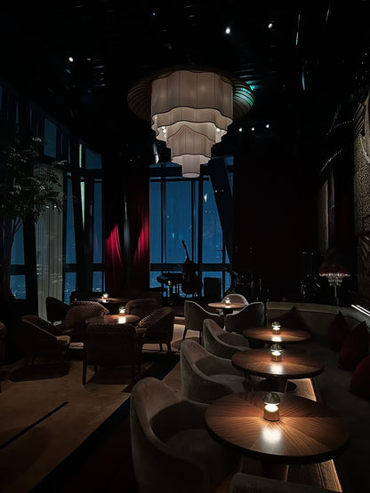 Modern Tiered Wave-edge Fabric Chandelier for Hotel/Restaurant/Living Room