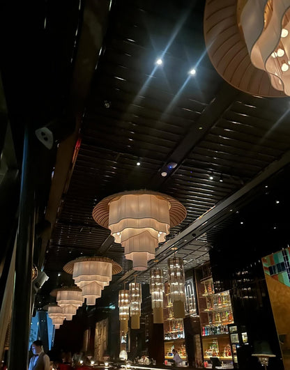 Modern Tiered Wave-edge Fabric Chandelier for Hotel/Restaurant/Living Room