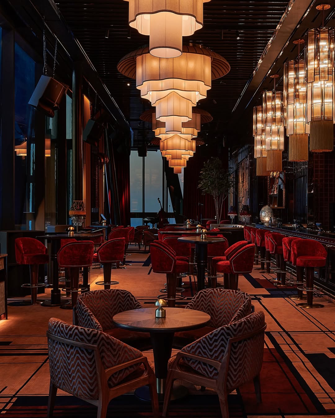 Modern Tiered Wave-edge Fabric Chandelier for Hotel/Restaurant/Living Room