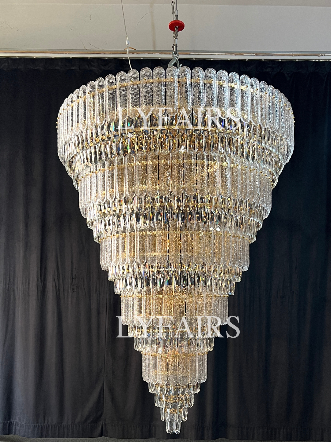 Oversized Multi-layers Luxury Gold Crystal Chandelier For Large Foyer/Hallway/Entryway