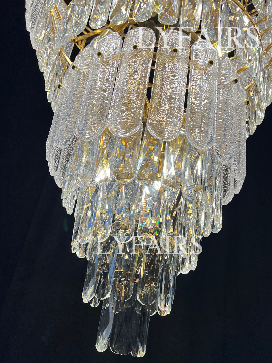Oversized Multi-layers Luxury Gold Crystal Chandelier For Large Foyer/Hallway/Entryway