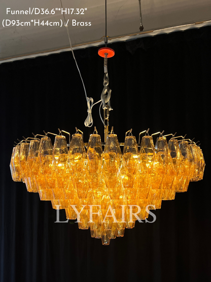 Modern Round/Rectangular/Funnel Smoke Glass Chandelier for Low-ceiling