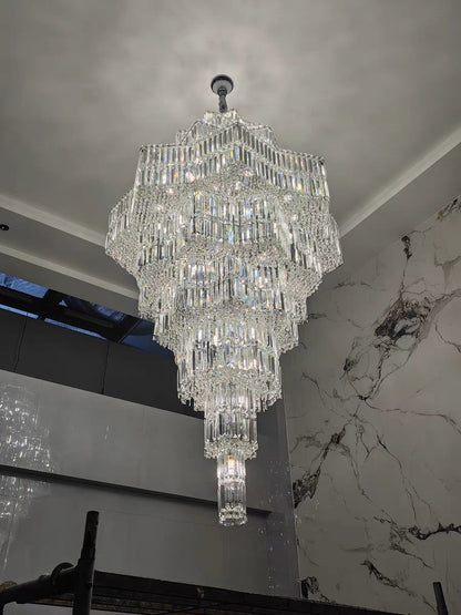 Luxury Extra Large Plaza Multi-Tier Crystal Chandelier For Hotel Hall / 2 Story Foyer / High Ceiling Living Room