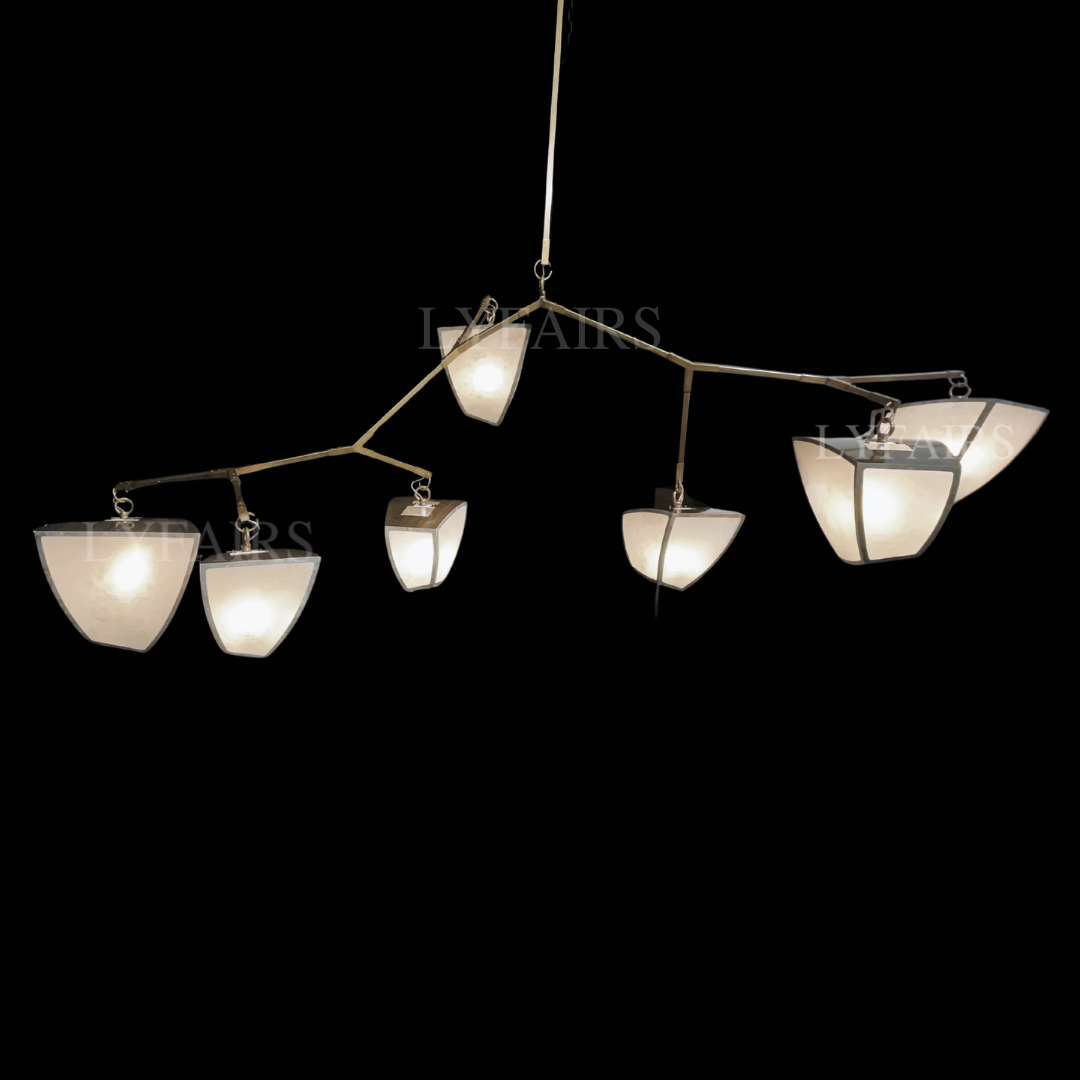 Modern Silk-Textured Frosted Acrylic Branch Chandelier