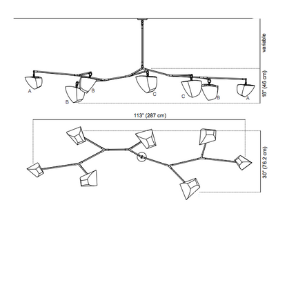 Modern Silk-Textured Frosted Acrylic Branch Chandelier