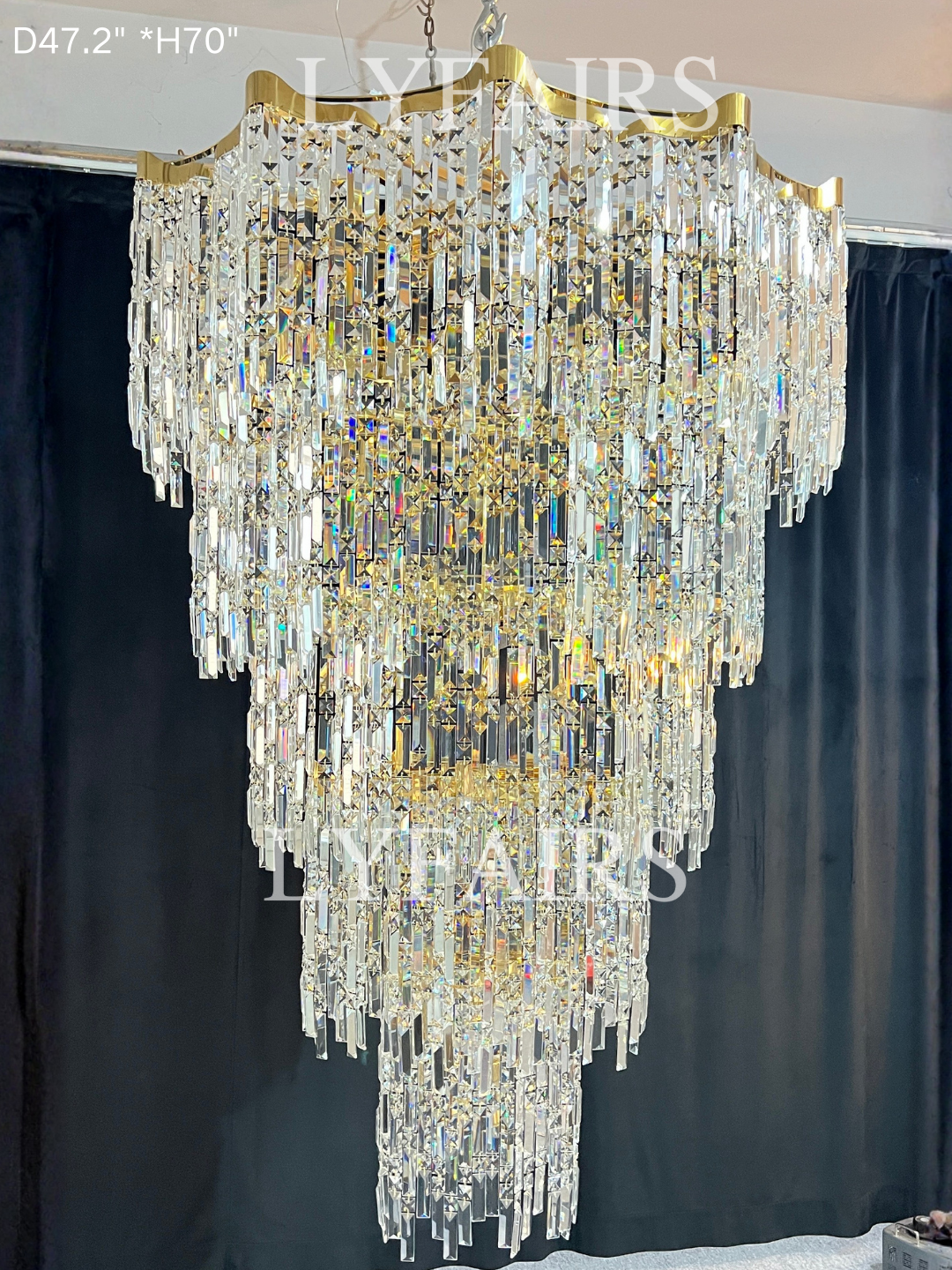 Oversized European Multi-layers Golden Luxury Crystal Chandelier Villa/High-ceiling/Foyer
