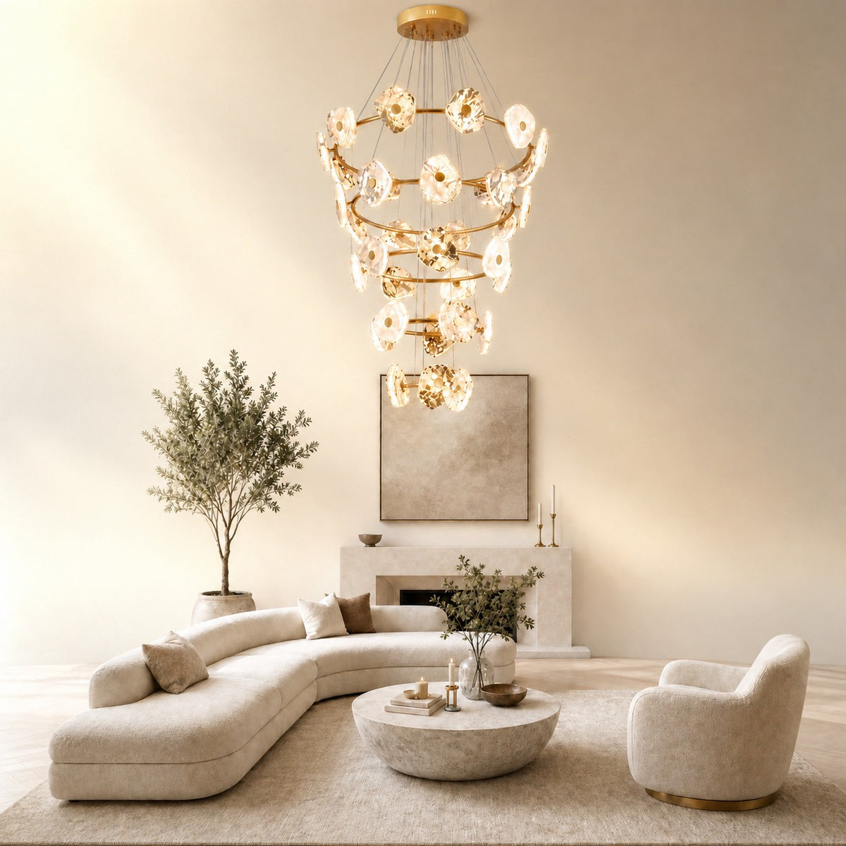 Lysor Modern Natural Stone Cascading Chandelier