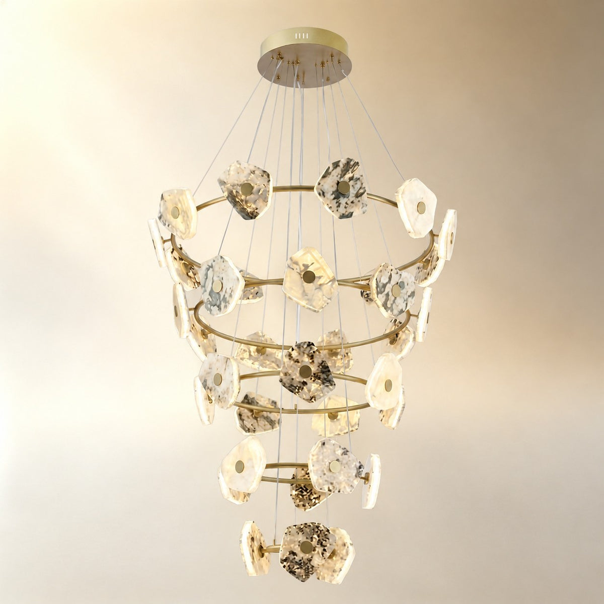 Lysor Modern Natural Stone Cascading Chandelier
