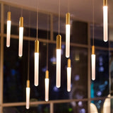 JC Gold/Black Long Hanging LED Chandelier for Staircase, Hallway, Lobby, Loft image | luxury lighting | home decor