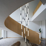 JC Gold/Black Long Hanging LED Chandelier for Staircase, Hallway, Lobby, Loft image | luxury lighting | home decor