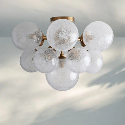 Mandoza Flushmount Hand-Blown Glass Ceiling Light with Brass Finish
