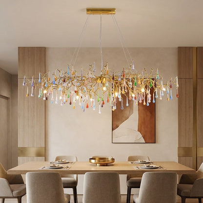 Melody Modern Linear Colorful Crystal Branch Chandelier