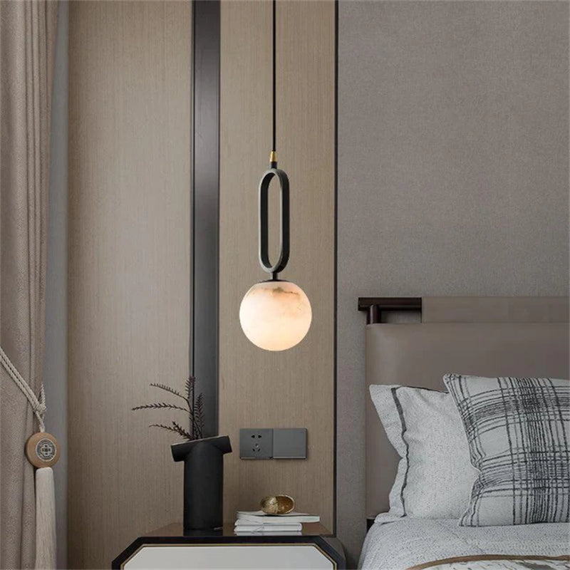 Merlin Phoenix Alabaster Sphere Pendant Light, Modern Pendant Lighting