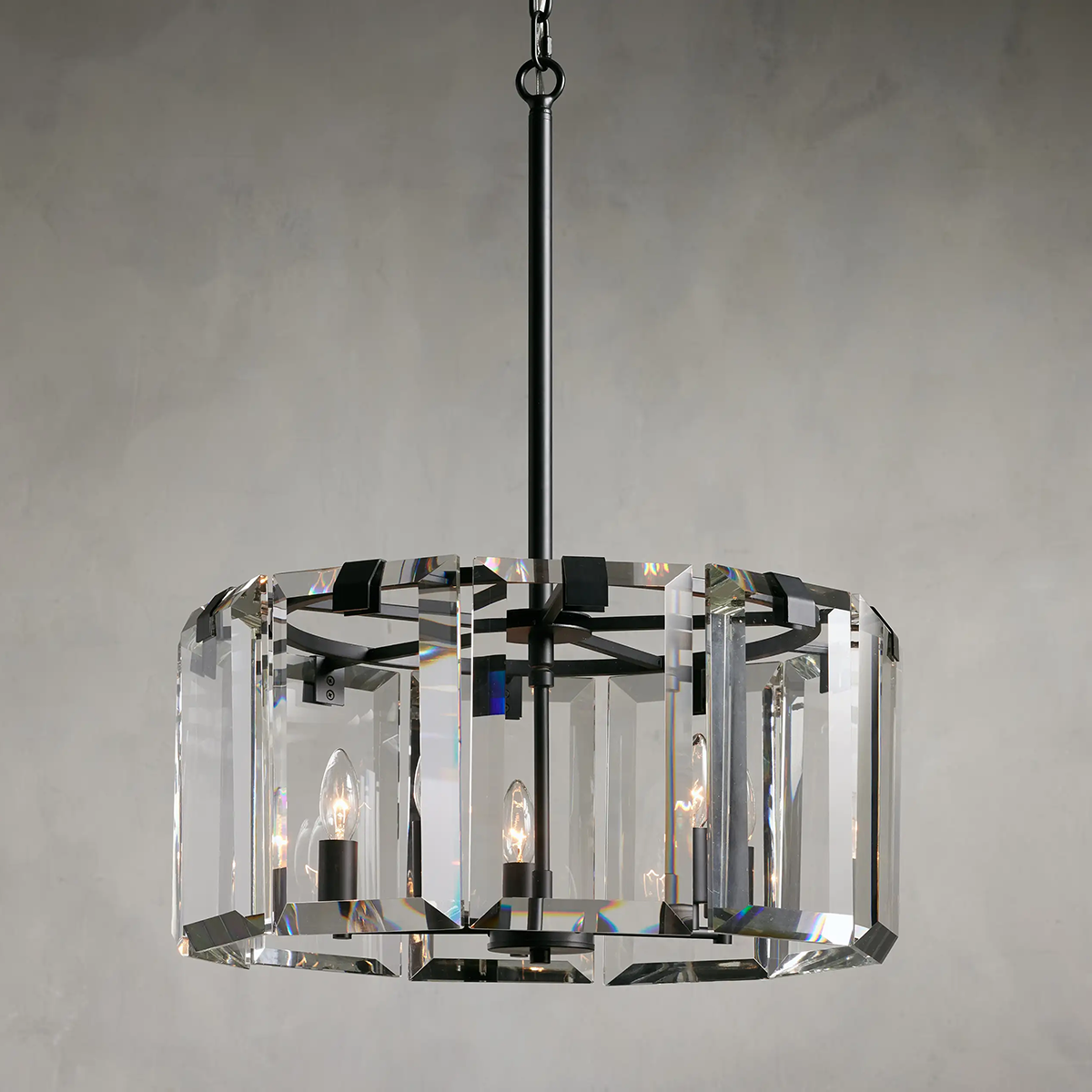 Modern Amaya Round Crystal Chandelier in Brass and Bronze Finishes