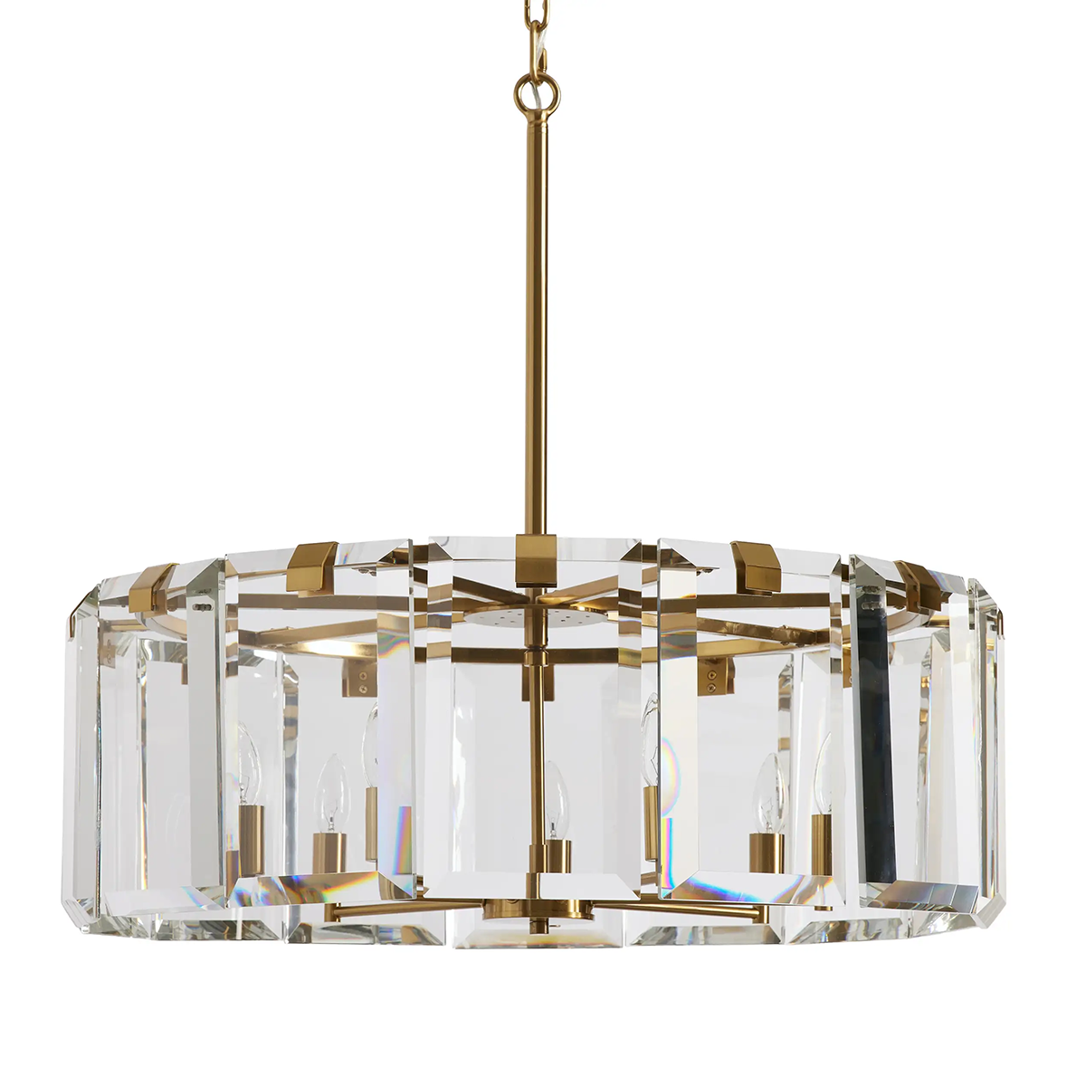 Modern Amaya Round Crystal Chandelier in Brass and Bronze Finishes