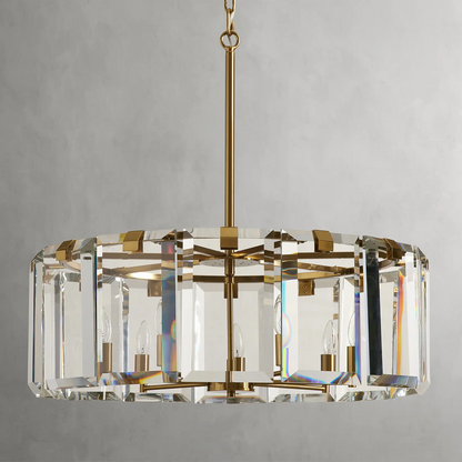 Modern Amaya Round Crystal Chandelier in Brass and Bronze Finishes