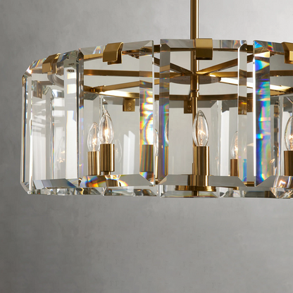 Modern Amaya Round Crystal Chandelier in Brass and Bronze Finishes