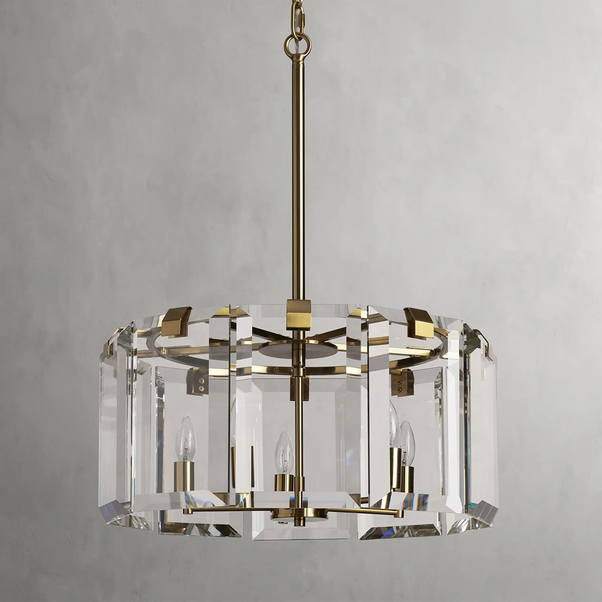 Modern Amaya Round Crystal Chandelier in Brass and Bronze Finishes