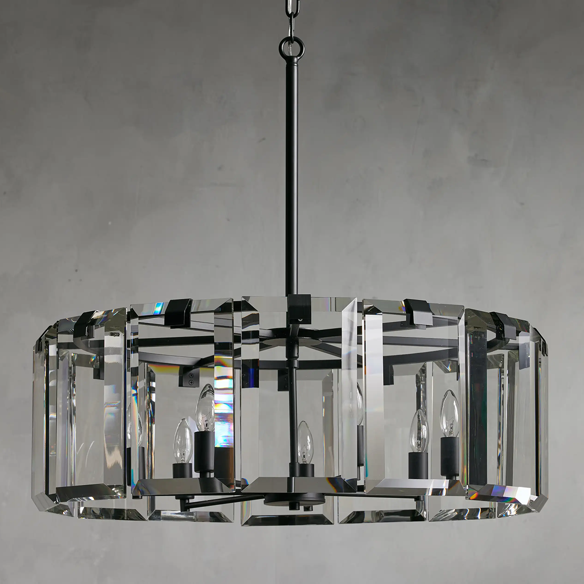 Modern Amaya Round Crystal Chandelier in Brass and Bronze Finishes