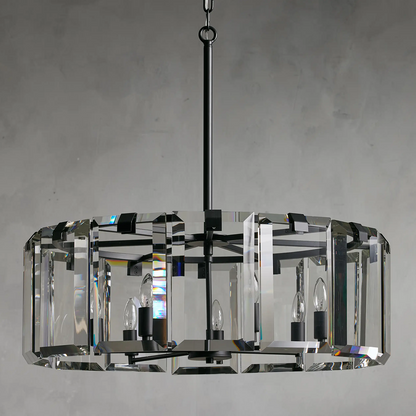 Modern Amaya Round Crystal Chandelier in Brass and Bronze Finishes
