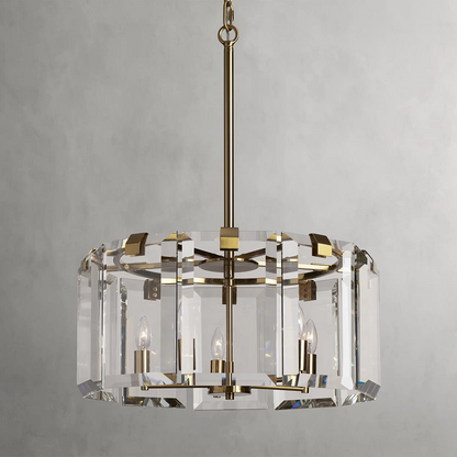 Modern Amaya Round Crystal Chandelier in Brass and Bronze Finishes