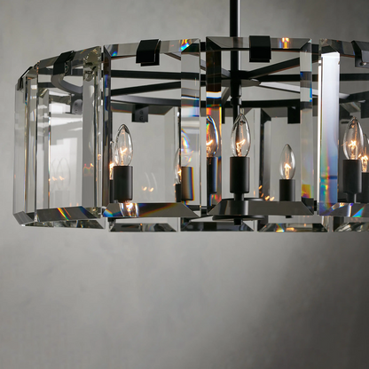 Modern Amaya Round Crystal Chandelier in Brass and Bronze Finishes