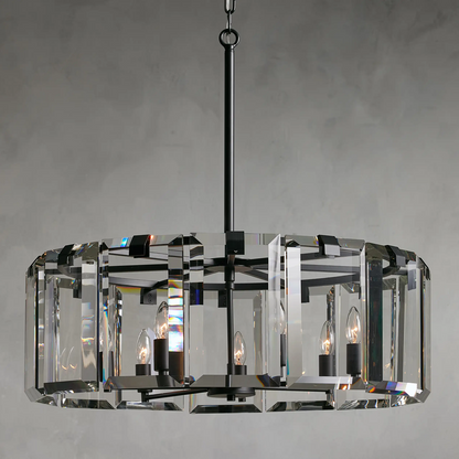 Modern Amaya Round Crystal Chandelier in Brass and Bronze Finishes