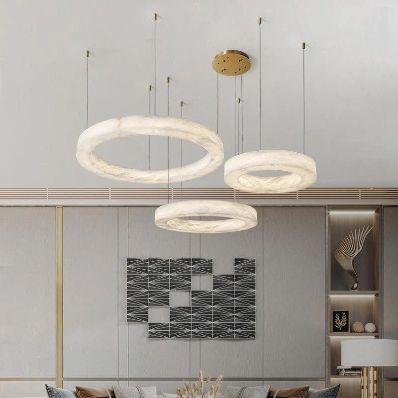 Modern Aurora Alabaster Round Chandelier For Living Room