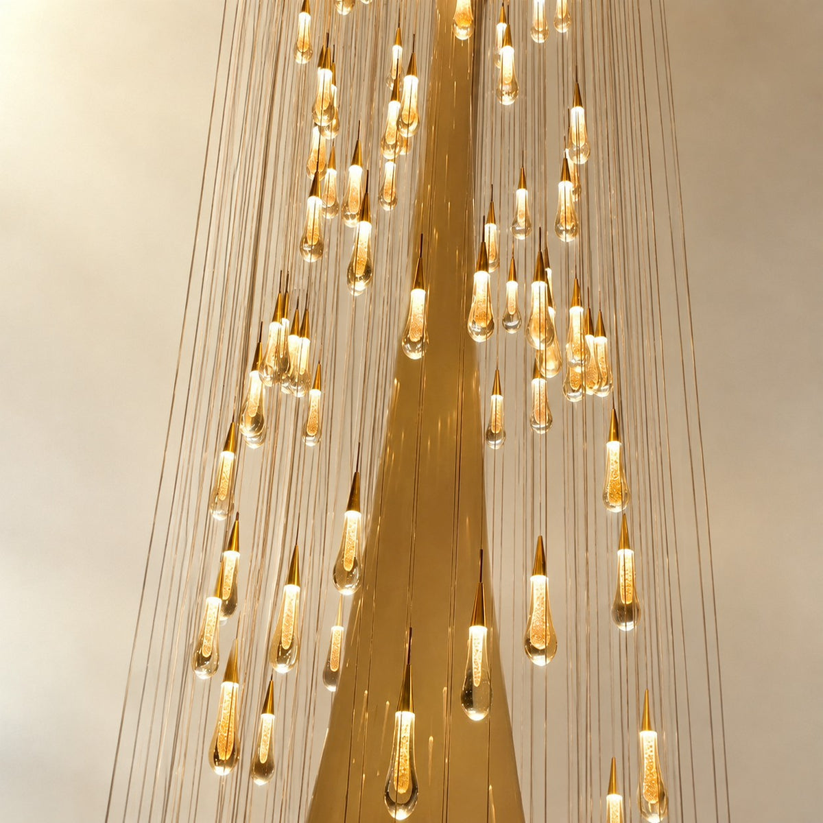 Modern Cascade Raindrop Round Spiral Crystal Chandelier for Staircase/Foyer
