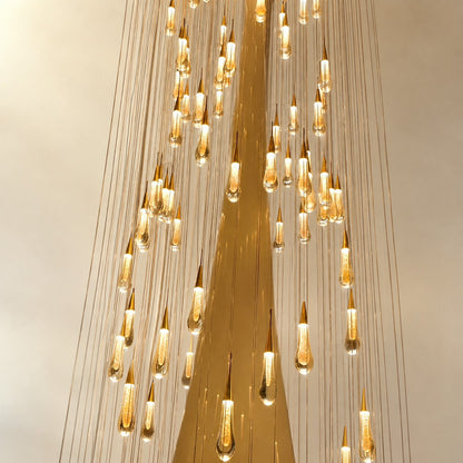 Modern Cascade Raindrop Round Spiral Crystal Chandelier for Staircase/Foyer