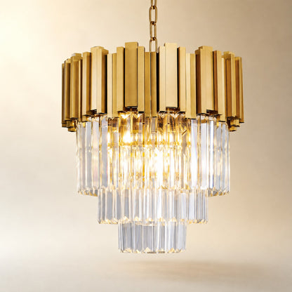 Modern Gold 3-Tier K9 Crystal Chandelier