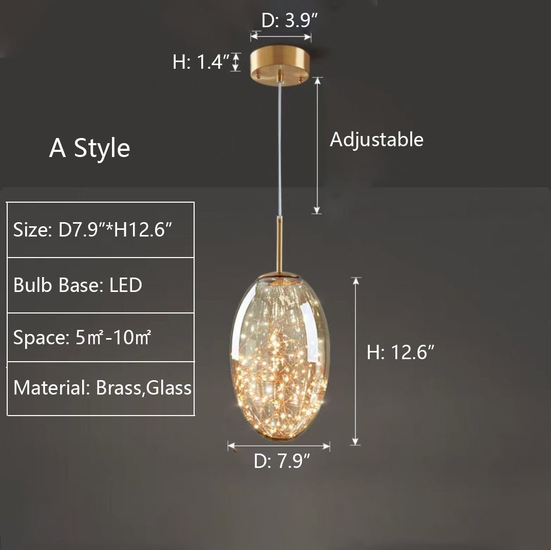 Modern Gray Glass Starry Sky Pendant Light Fixture for Dining Room/Bar/Kitchen Island