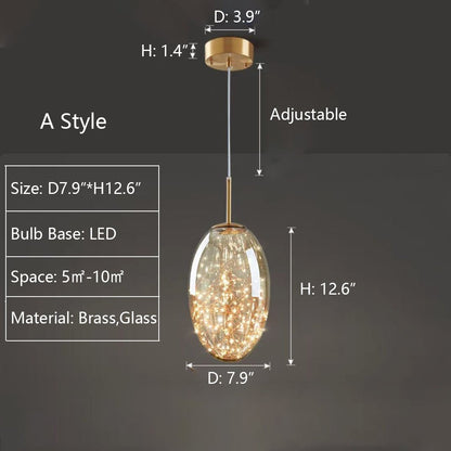 Modern Gray Glass Starry Sky Pendant Light Fixture for Dining Room/Bar/Kitchen Island