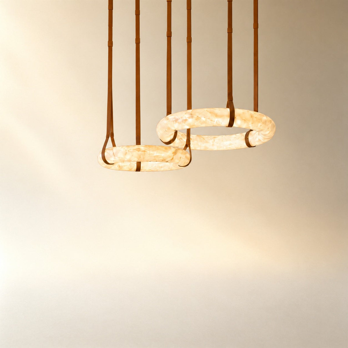 Modern Linked Double-Ring LED Pendant Chandelier