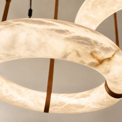 Modern Linked Double-Ring LED Pendant Chandelier