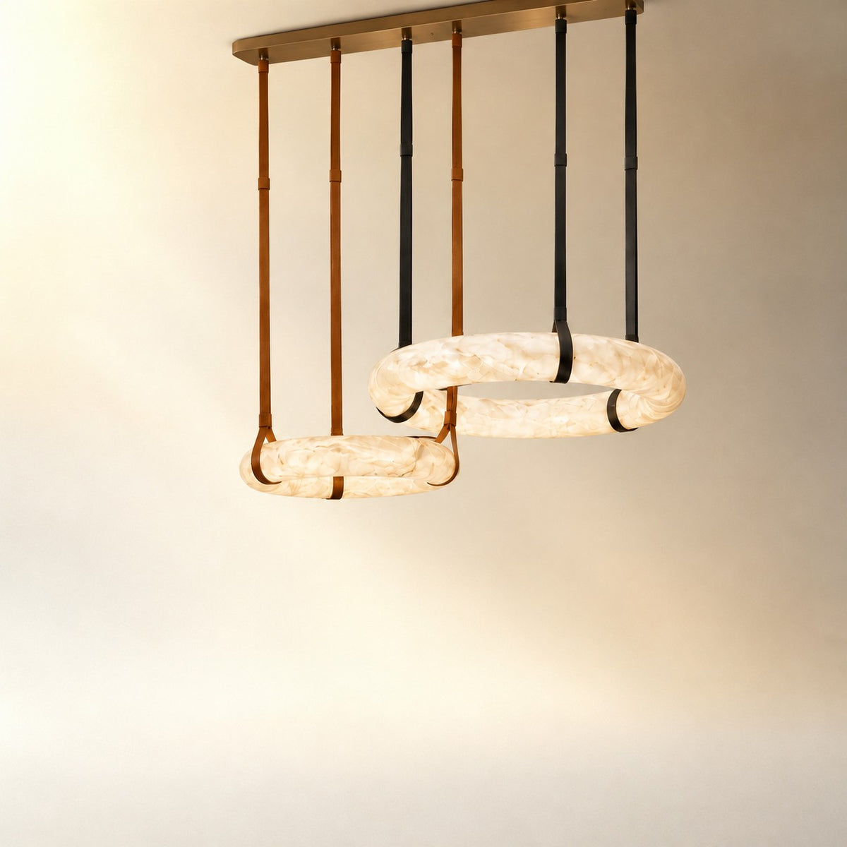 Modern Linked Double-Ring LED Pendant Chandelier