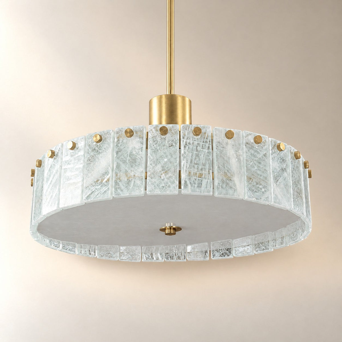 Modern Luxury Stone LED Drum Chandelier