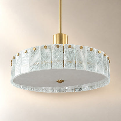 Modern Luxury Stone LED Drum Chandelier