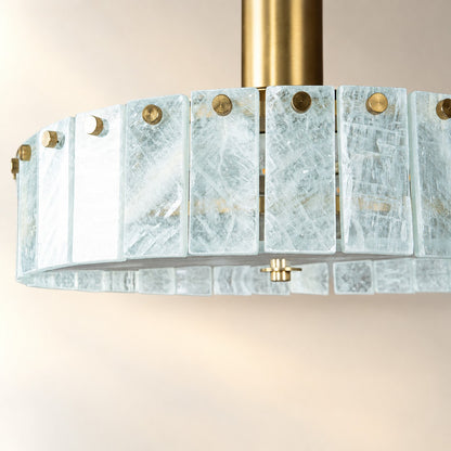 Modern Luxury Stone LED Drum Chandelier