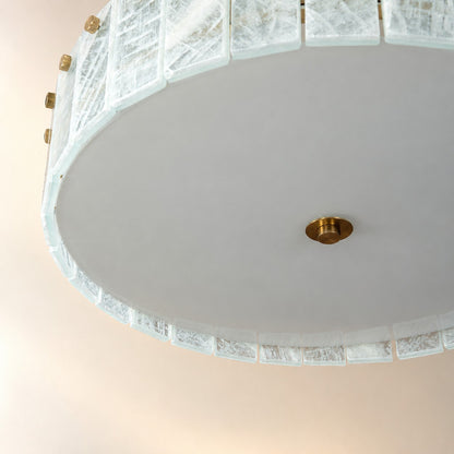 Modern Luxury Stone LED Drum Chandelier