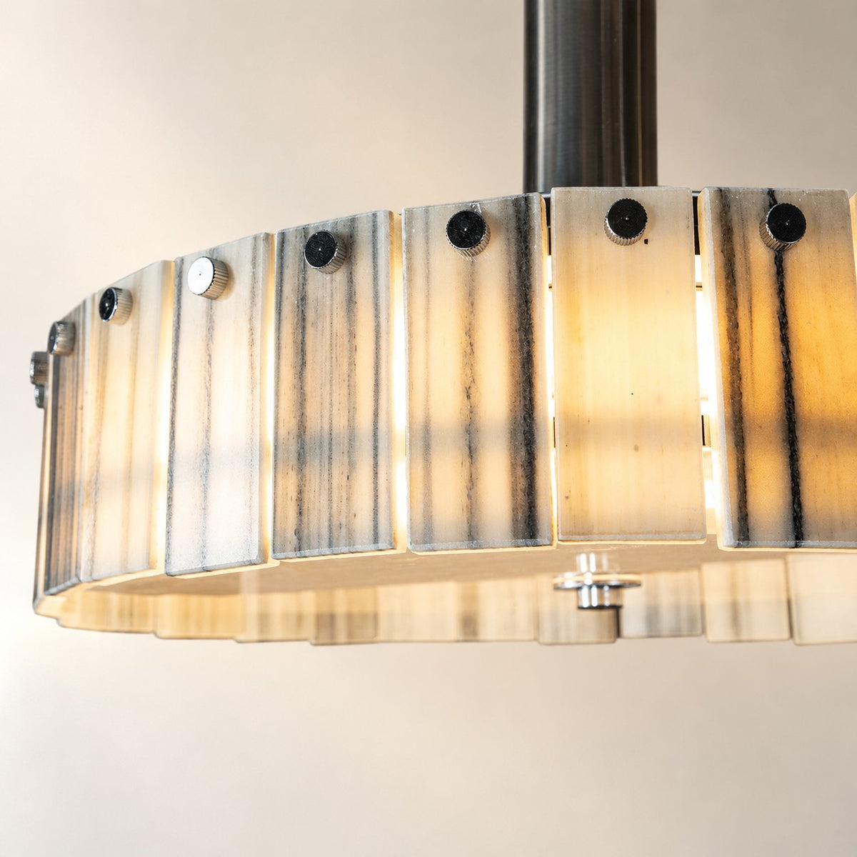 Modern Luxury Stone LED Drum Chandelier