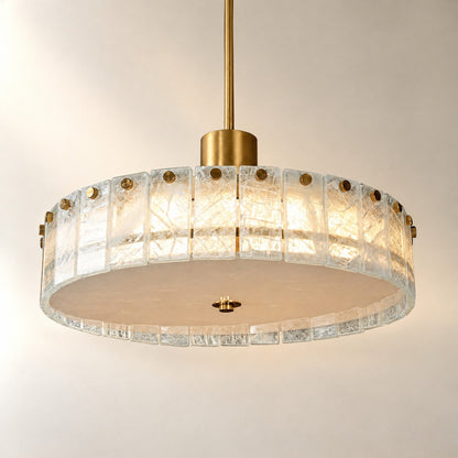 Modern Luxury Stone LED Drum Chandelier