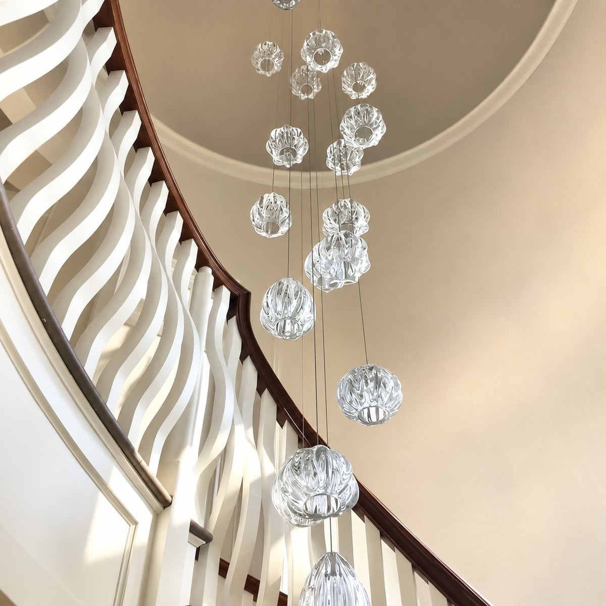 Modern Nordic Style Hand Blown Glass Pendant Crystal Chandelier For Dining Room/Living Room/Stairwell