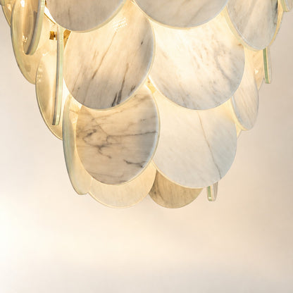 Modern Pearl Mist Gray Luxury stone Petal Chandelier