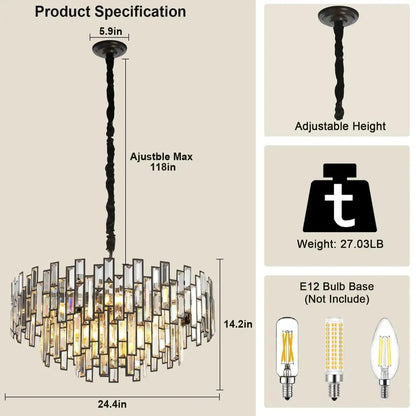 Modern Round Luxury K9 Crystal Chandelier for Dining Room Entryway Foyer
