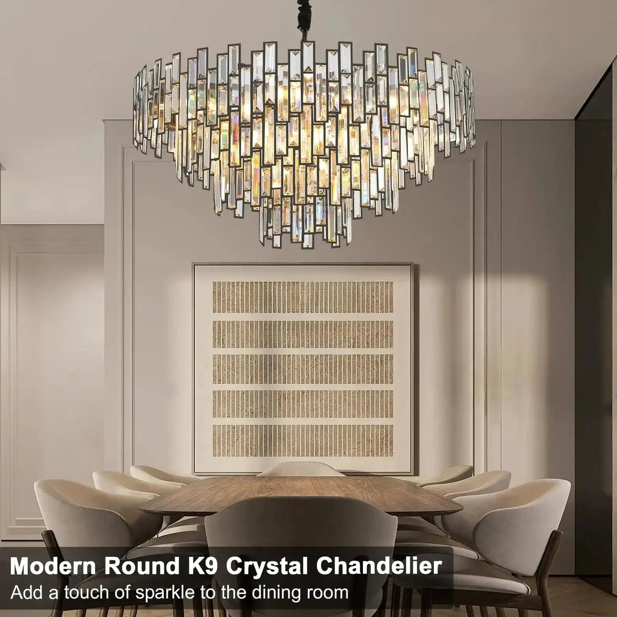 Modern Round Luxury K9 Crystal Chandelier for Dining Room Entryway Foyer