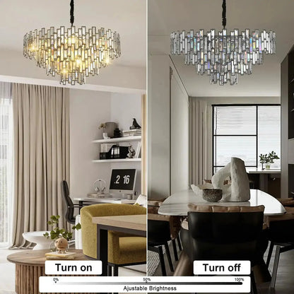 Modern Round Luxury K9 Crystal Chandelier for Dining Room Entryway Foyer