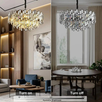 Modern Round Luxury K9 Crystal Chandelier for Dining Room Entryway Foyer