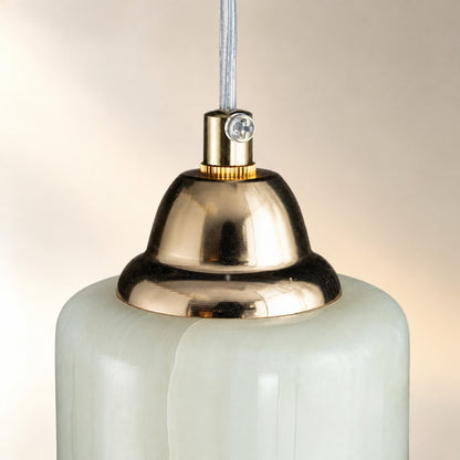 Modern Sculptural Jade Stone Pendant Light - Set of 3